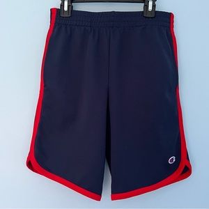 Champion Boys Contrast Binding Athletic Shorts, Navy w/Red, Youth Large
